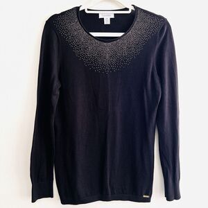 🎉Clearance🎉Calvin Klein Black & Gold Sparkly Stretchy Pullover Sweater Medium